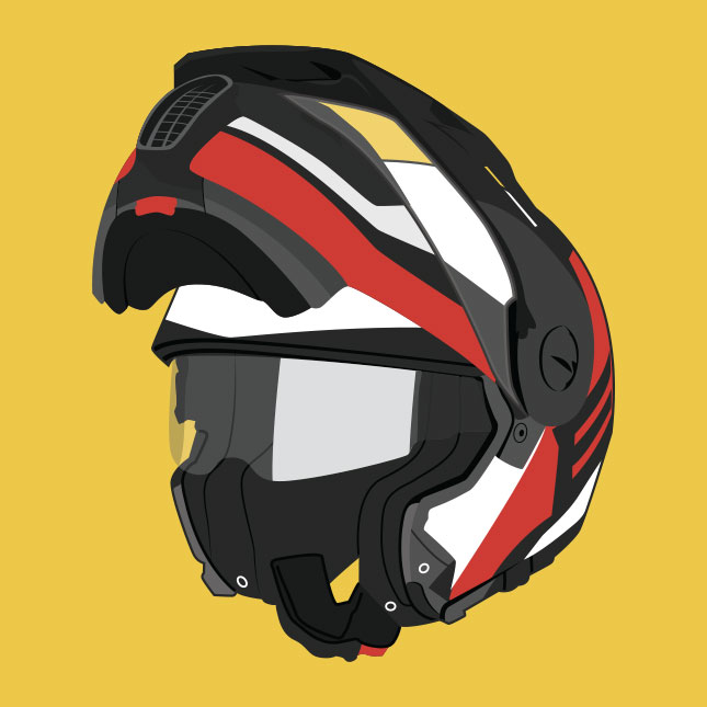 Illustration of a dual sports modular helmet