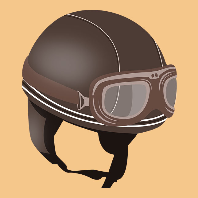 Illustration of a half helmet