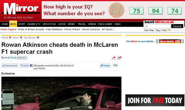 TopGear.com.ph Philippine Car News - Mr. Bean crashes his McLaren F1...again