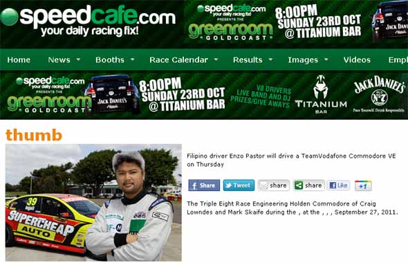 TopGear.com.ph Philippine Car News - Enzo Pastor to test drive Australia's V8 Supercar series race car
