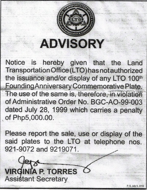 LTO advisory