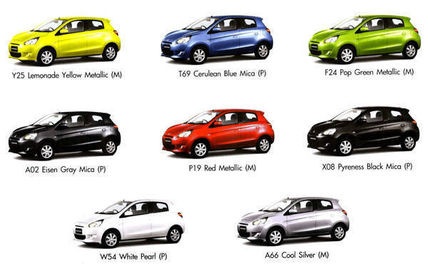 Mitsubishi Mirage colors