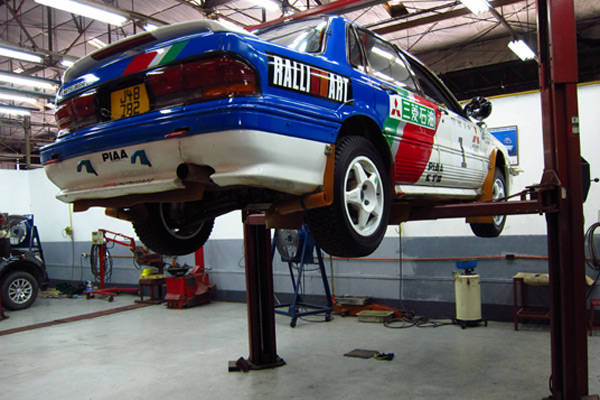 Underside of a rally car Underside of a rally car