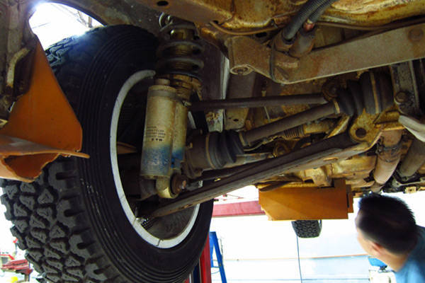 Underside of a rally car Underside of a rally car