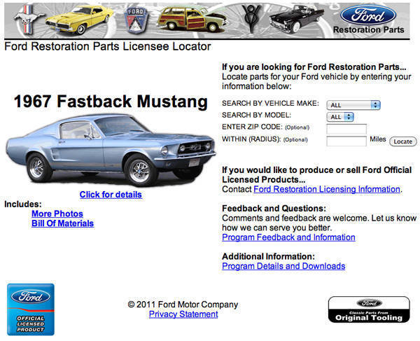Ford Restoration Parts website Ford Restoration Parts website