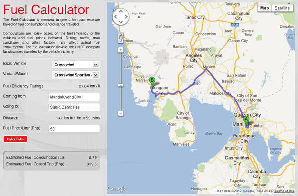 TopGear.com.ph Philippine Car News - Isuzu PH puts fuel calculator for its vehicles online