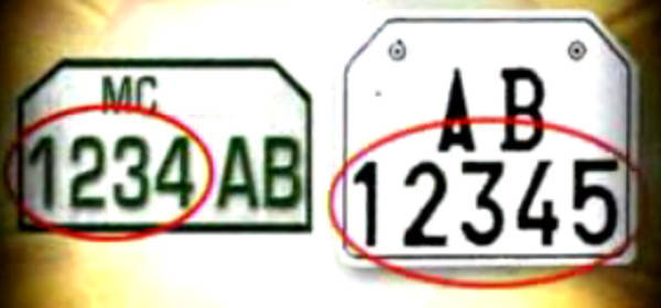 New license plate for motorcycles