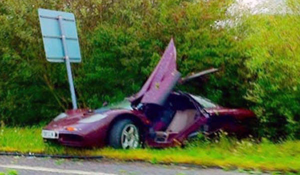 Rowan Atkinson crashes his McLaren F1