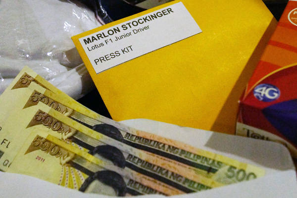 Contents of the loot bag from Marlon Stockinger's press con