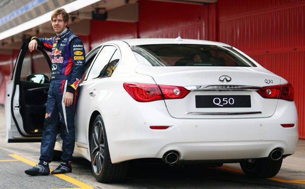 Sebastian Vettel with the Infiniti Q50