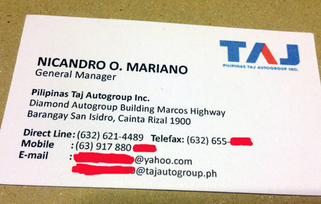 Pilipinas Taj Autogroup general manager Nicky Mariano