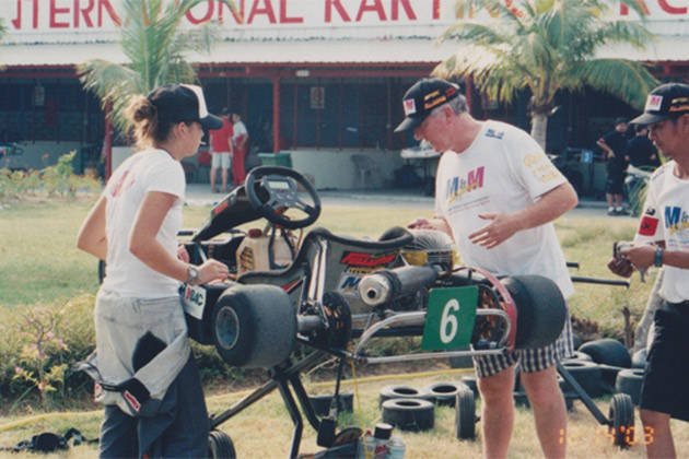 Michele Bumgarner: Prepping my kart with Terry in Langkawi, Malaysia (2003) Michele Bumgarner: Prepping my kart with Terry in Langkawi, Malaysia (2003)
