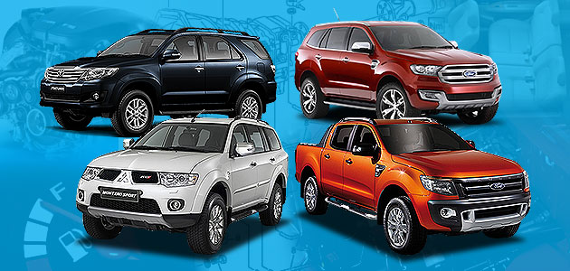Toyota Fortuner vs. Mitsubishi Montero Sport vs. Ford Everest vs. Ranger Wildtrak
