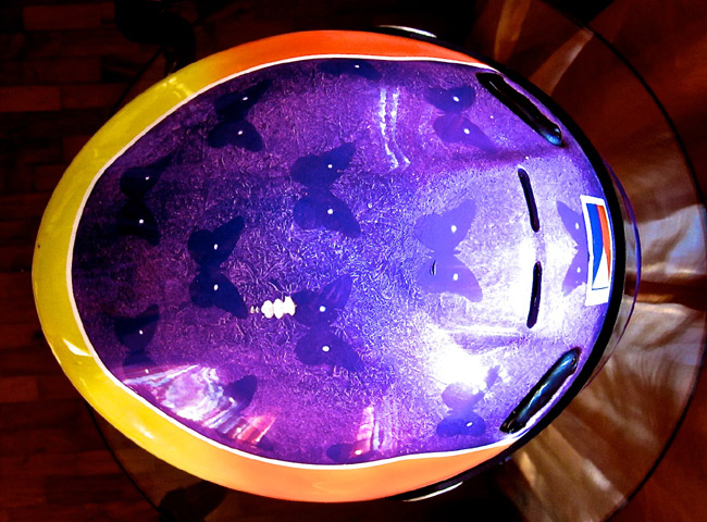 Michele Bumgarner's helmet color design evolution Michele Bumgarner's helmet color design evolution