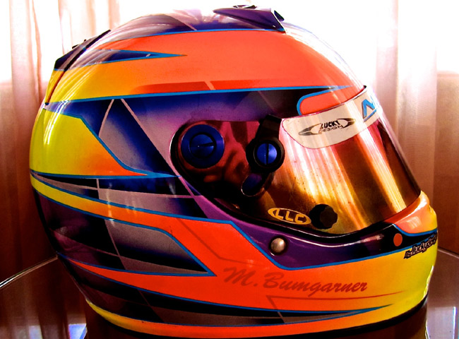 Michele Bumgarner's helmet color design evolution Michele Bumgarner's helmet color design evolution