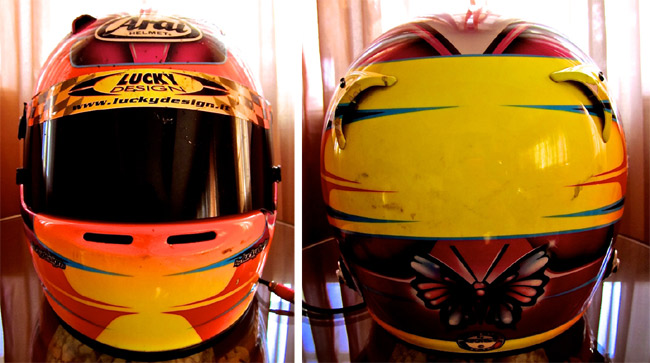 Michele Bumgarner's helmet color design evolution Michele Bumgarner's helmet color design evolution