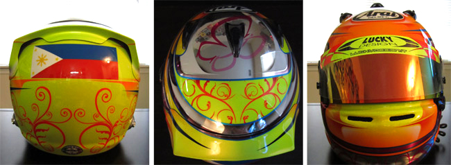 Michele Bumgarner's helmet color design evolution Michele Bumgarner's helmet color design evolution