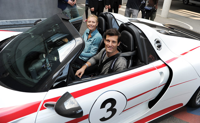 Mark Webber and Maria Sharapova in a Porsche 918 Spyder
