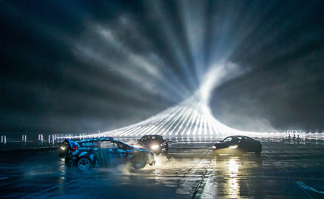 Video: Ken Block and friends navigate a laser-lit track for Cas TopGear.com.ph Philippine Car News - Video: Ken Block and friends navigate a laser-lit track for Cas