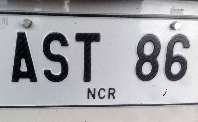 Special license plate in the Philippines