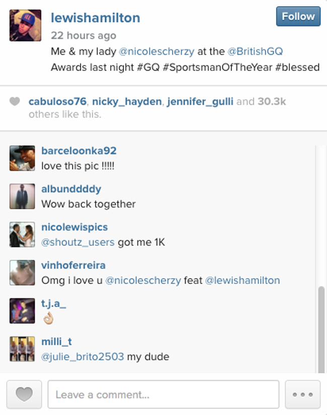 Lewis Hamilton on Instagram