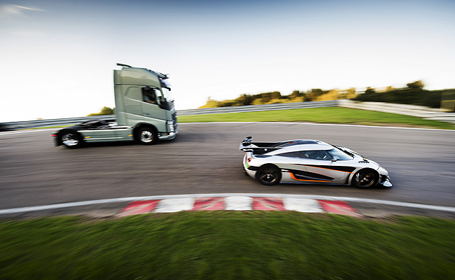 TopGear.com.ph Philippine Car News - Volvo Trucks pits the FH truck against the Koenigsegg One:1