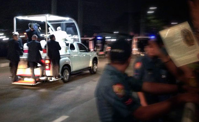 Pope Francis and his Popemobile in the Philippines
