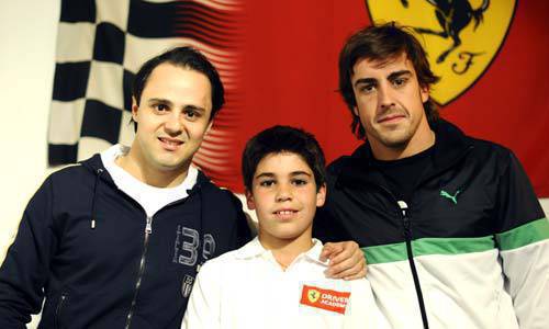 TopGear.com.ph Car News - Ferrari's 11-year old driver Laurence Stroll with Felipe Massa and Fernando Alonso