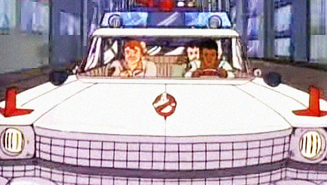The Ecto-1 and the Ghostbusters