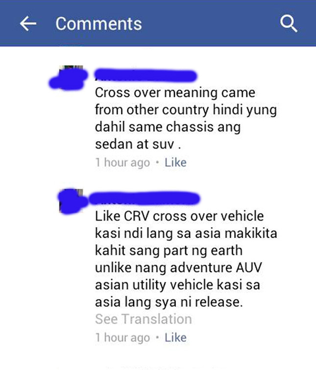 Definition of "crossover vehicle"