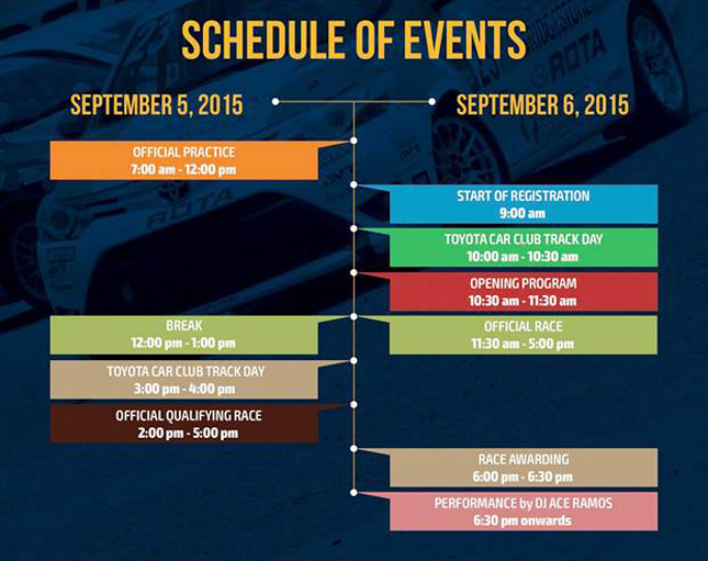 Toyota Vios Cup schedule of events