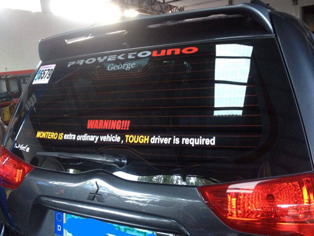 Montero Sport stickers and notes