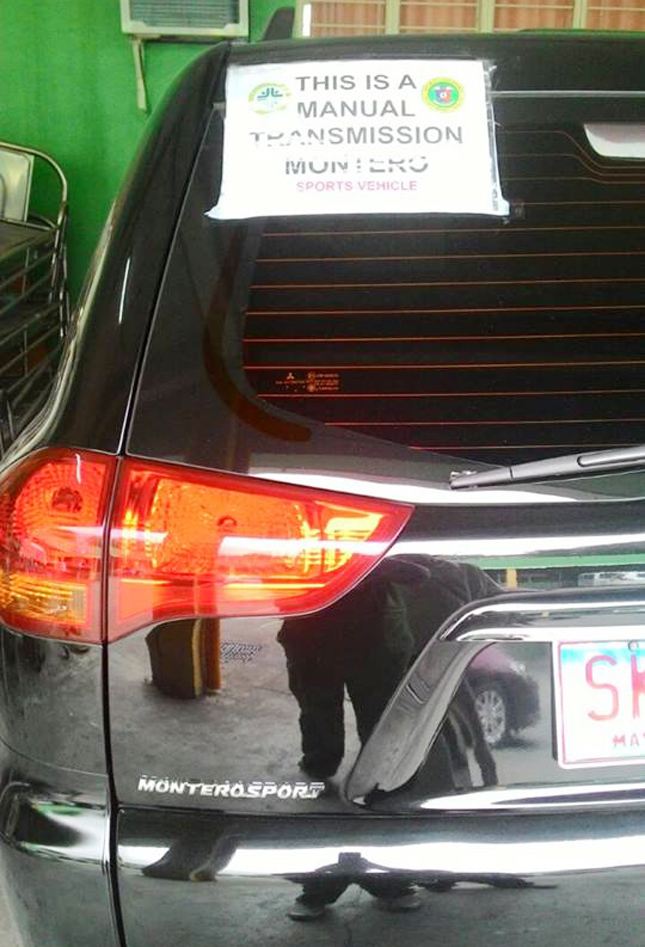 Montero Sport stickers and notes