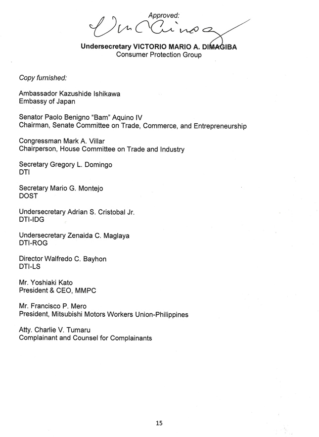 DTI report on Mitsubishi Montero Sport's SUA case