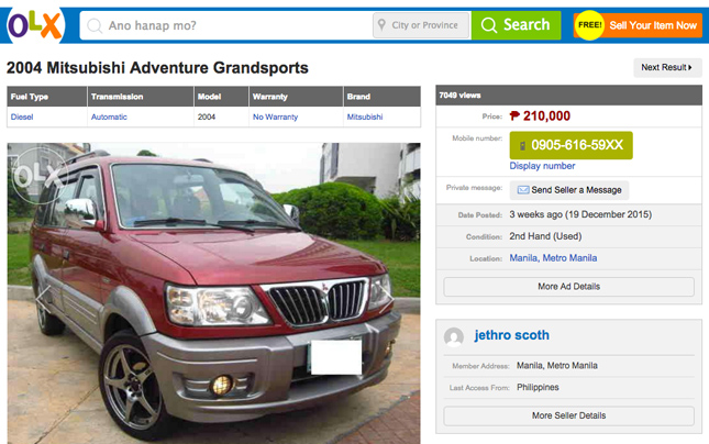 OLX classified ad