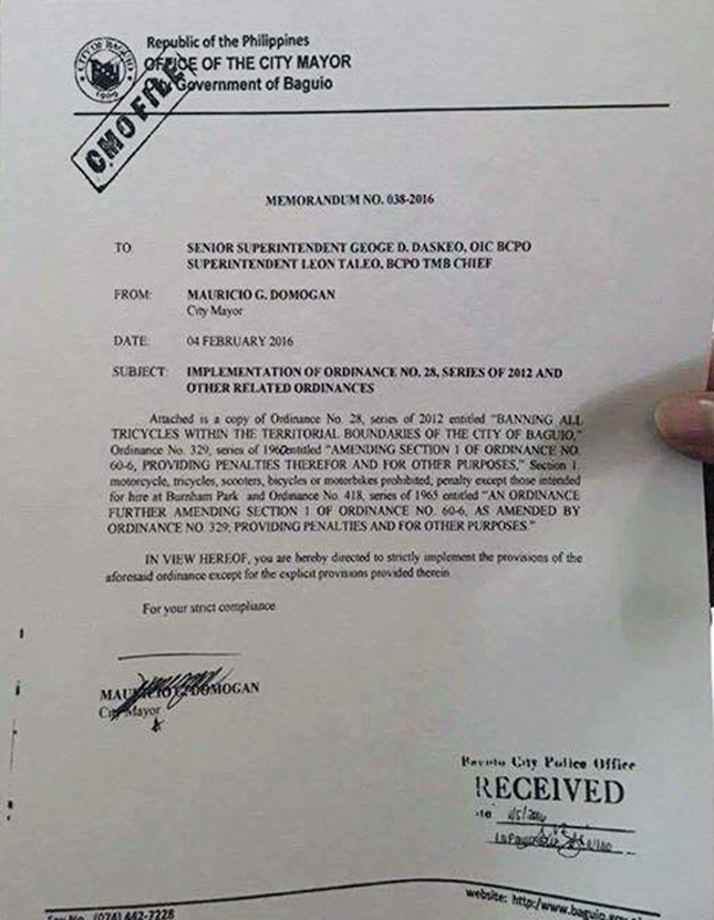 Baguio City bans bicycles