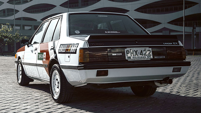 Rear quarter view of a 1987 Mitsubishi Lancer GT, also known as the ‘Lancer box-type’ in the Philippines