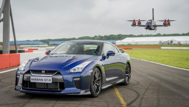 Nissan GT-R vs. drone